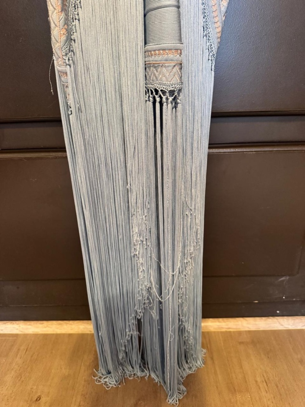 Herve Leger Blue Fringe Halter Maxi Dress - Picture 8 of 12